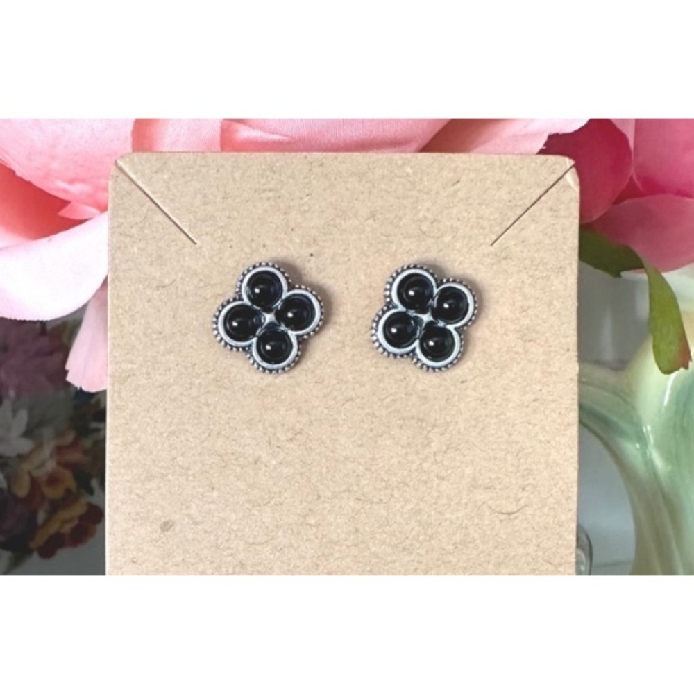 Black & silver stud earrings